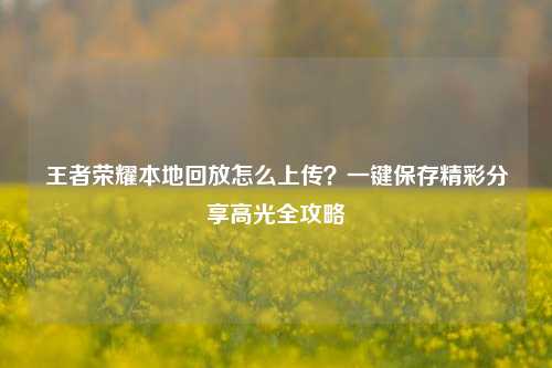 王者荣耀本地回放怎么上传?一键保存精彩分享高光全攻略