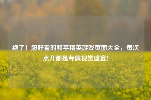 绝了!超好看的和平精英游戏页面大全,每次点开都是专属视觉盛宴!