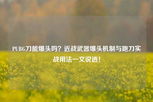PUBG刀能爆头吗?近战武器爆头机制与跑刀实战用法一文说透!