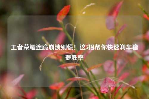 王者荣耀连跪崩溃别慌!这5招帮你快速刹车稳提胜率