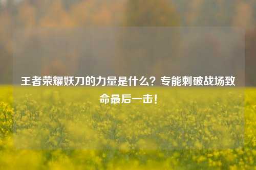 王者荣耀妖刀的力量是什么?专能刺破战场致命最后一击!
