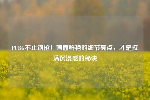 PUBG不止钢枪!画面鲜艳的细节亮点,才是拉满沉浸感的秘诀