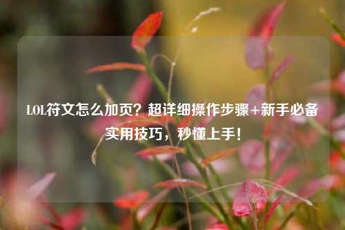 LOL符文怎么加页?超详细操作步骤+新手必备实用技巧,秒懂上手!