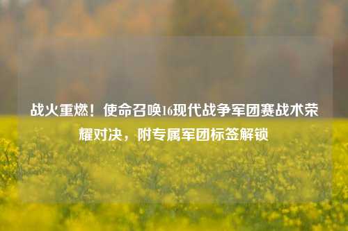 战火重燃!使命召唤16现代战争军团赛战术荣耀对决,附专属军团标签解锁