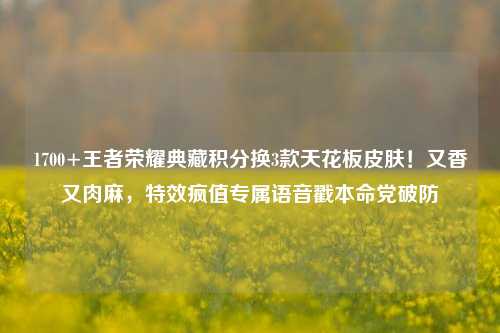 1700+王者荣耀典藏积分换3款天花板皮肤!又香又肉麻,特效疯值专属语音戳本命党破防