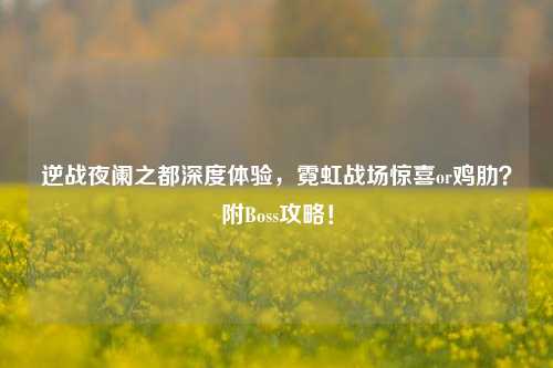 逆战夜阑之都深度体验,霓虹战场惊喜or鸡肋?附Boss攻略!
