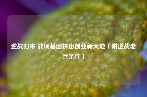逆战归来 战场基因拼出创业新天地(附逆战老兵条件)