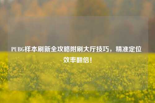 PUBG样本刷新全攻略附刷大厅技巧,精准定位 效率翻倍!
