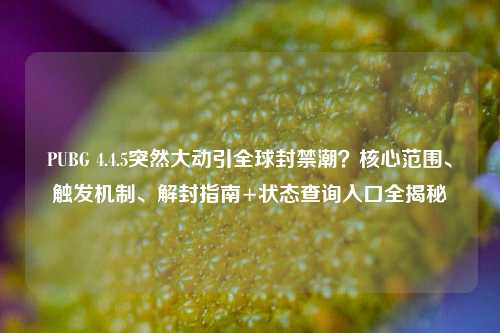 PUBG 4.4.5突然大动引全球封禁潮?核心范围、触发机制、解封指南+状态查询入口全揭秘