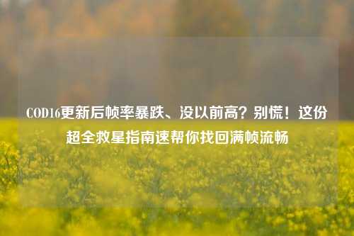 COD16更新后帧率暴跌、没以前高?别慌!这份超全救星指南速帮你找回满帧流畅