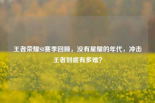 王者荣耀S8赛季回顾,没有星耀的年代,冲击王者到底有多难?
