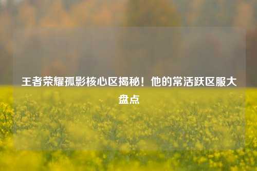 王者荣耀孤影核心区揭秘!他的常活跃区服大盘点