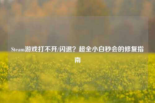 Steam游戏打不开/闪退?超全小白秒会的修复指南