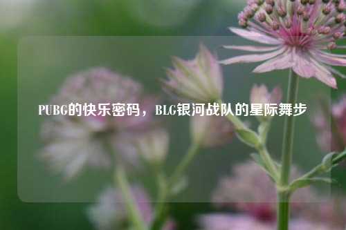 PUBG的快乐密码,BLG银河战队的星际舞步