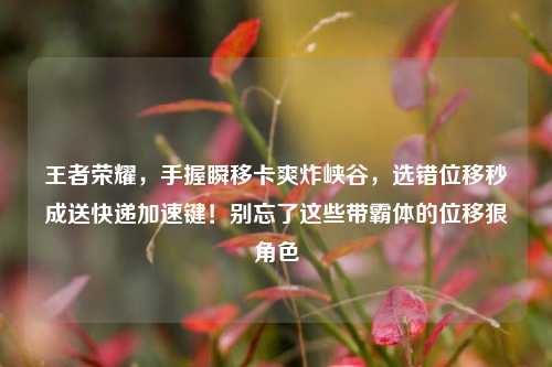王者荣耀,手握瞬移卡爽炸峡谷,选错位移秒成送快递加速键!别忘了这些带霸体的位移狠角色