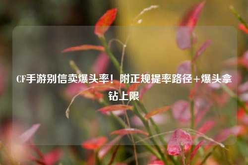 CF手游别信卖爆头率！附正规提率路径+爆头拿钻上限